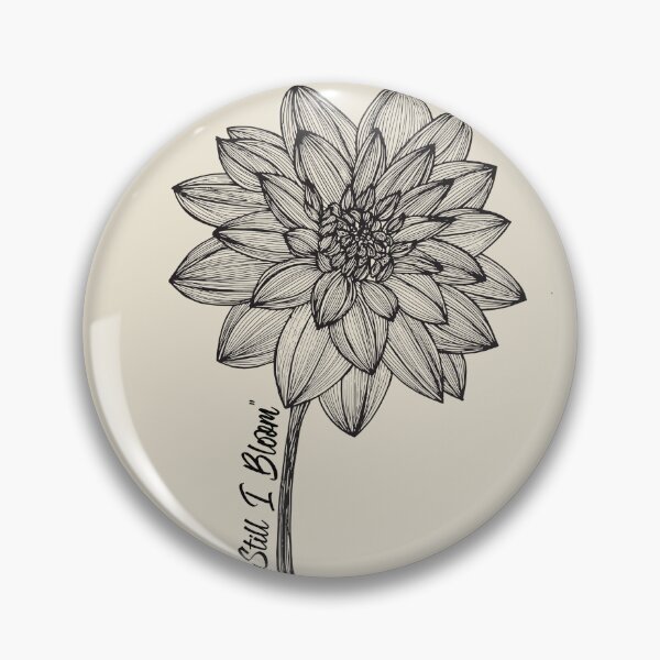 Item preview, "Still I Bloom" Dahlia Flower Line Art | Botanical Quote designed and sold by Francicci.