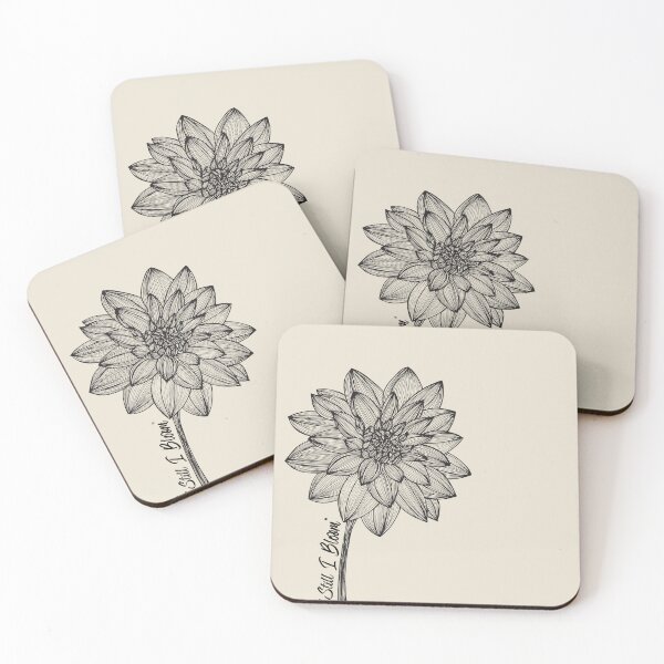 Item preview, "Still I Bloom" Dahlia Flower Line Art | Botanical Quote designed and sold by Francicci.