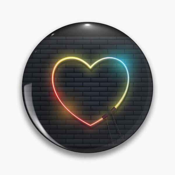 Item preview, Glowing Rainbow Gradient Neon Heart on Dark Brick Wall Art designed and sold by LuxocaDesigns24.