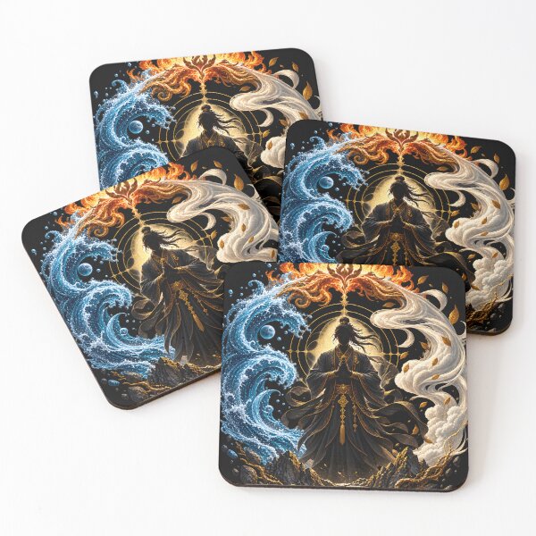 Item preview, elemental fantasy | Four Elements Spiritual Guardian Fantasy Art designed and sold by Orbit Ink.
