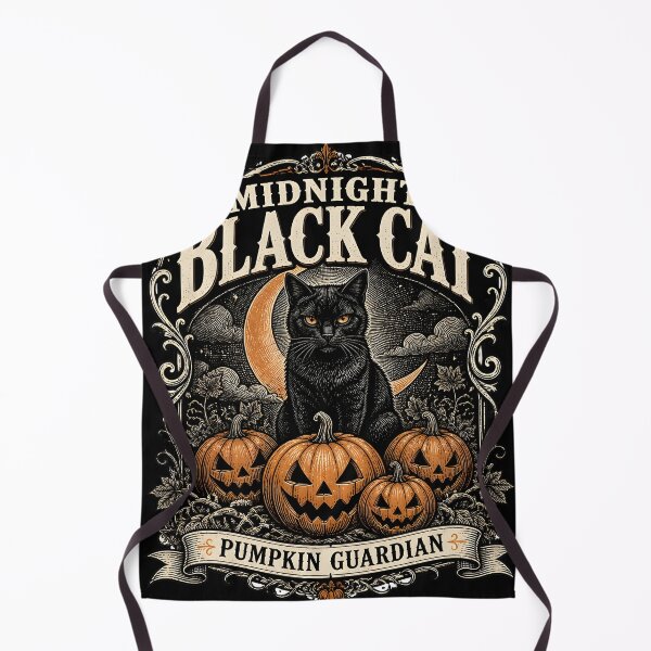 Item preview, Midnight Black Cat Pumpkin Guardian Vintage Engraving designed and sold by RoyesButler.