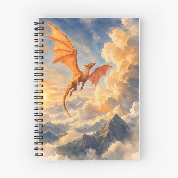 Item preview, Majestic Golden Dragon Soaring Fantasy Landscape designed and sold by Rising Drake.