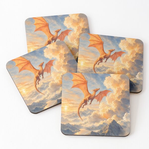 Item preview, Majestic Golden Dragon Soaring Fantasy Landscape designed and sold by Rising Drake.
