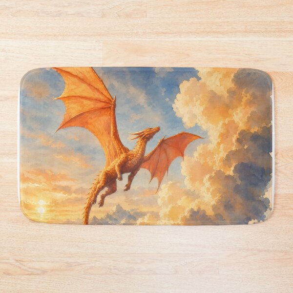 Item preview, Majestic Golden Dragon Soaring Fantasy Landscape designed and sold by Rising Drake.