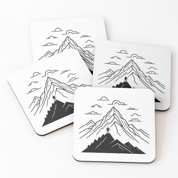 Item preview, Minimalist Mountain Line Icon Dynamic Action Pose – Hiking lover gift designed and sold by michallechowicz.
