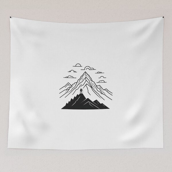 Item preview, Minimalist Mountain Line Icon Dynamic Action Pose – Hiking lover gift designed and sold by michallechowicz.