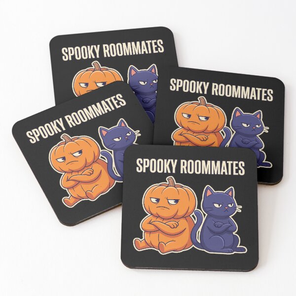 Item preview, HALLOWEEN Spooky Roommates Pumpkin Cat - Funny Halloween Roommate Tee designed and sold by Uglyandcute.