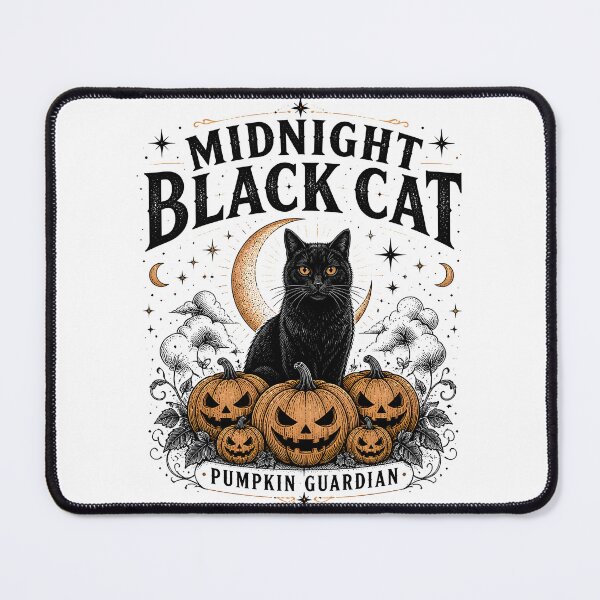 Item preview, Midnight Black Cat Pumpkin Guardian Line Art + Dotwork designed and sold by LiviuGligoros.