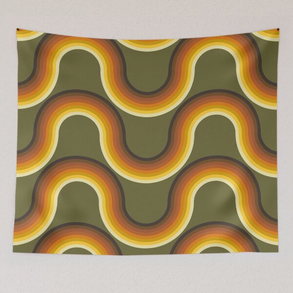 Item preview, Retro Wavy Roads in Avocado Green designed and sold by YesterdayColl.