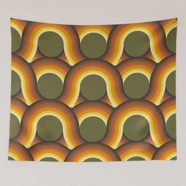 Item preview, Retro Wavy Roads in Avocado Green designed and sold by YesterdayColl.