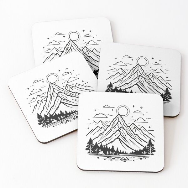 Item preview, Minimalist Mountain Line Icon Floating Elements Design – Hiking lover gift designed and sold by michallechowicz.