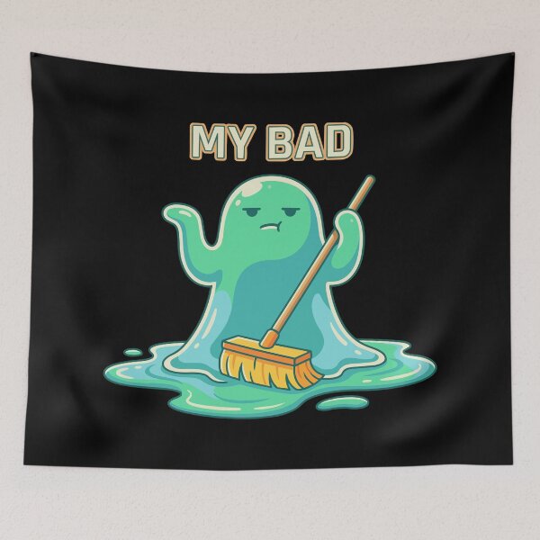 Item preview, HALLOWEEN My Bad Slime Monster Mop - Funny Halloween Apology Cartoon designed and sold by Uglyandcute.