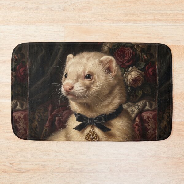 Item preview, Majestic Ferret with Black Bow Ribbon Painting designed and sold by Real Beast Art.