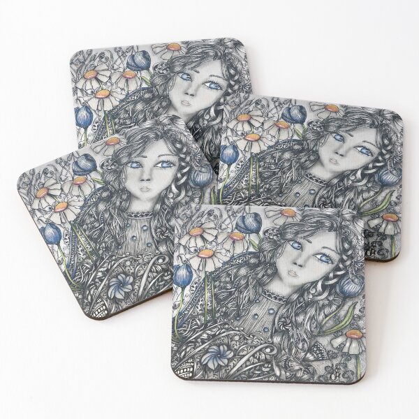 Item preview, Daisies and Bluebells – Zentangle - Hand Drawn designed and sold by LorieFossaArt.