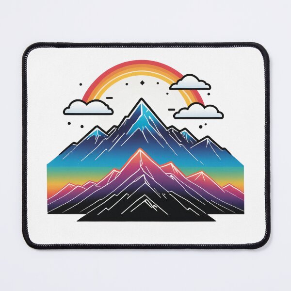 Item preview, Minimalist Mountain Line Icon Holographic Rainbow Style – Hiking lover gift designed and sold by michallechowicz.