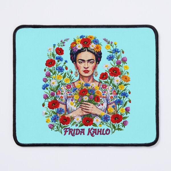Item preview, Frida Kahlo Embroidered Look Floral Portrait designed and sold by TeeARTHY.