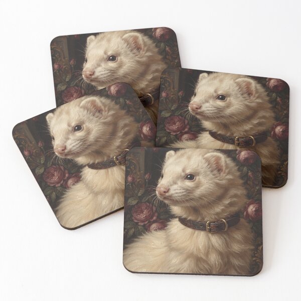 Item preview, Majestic Ferret Vintage Floral Oil Painting designed and sold by Real Beast Art.