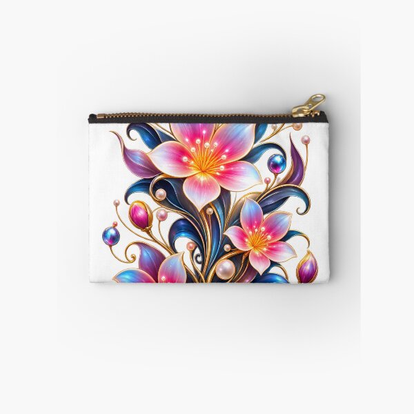 Item preview, Ornate Iridescent Floral Arrangement - High-End Fantasy Botanical Illustration with Pearls designed and sold by HoMya.