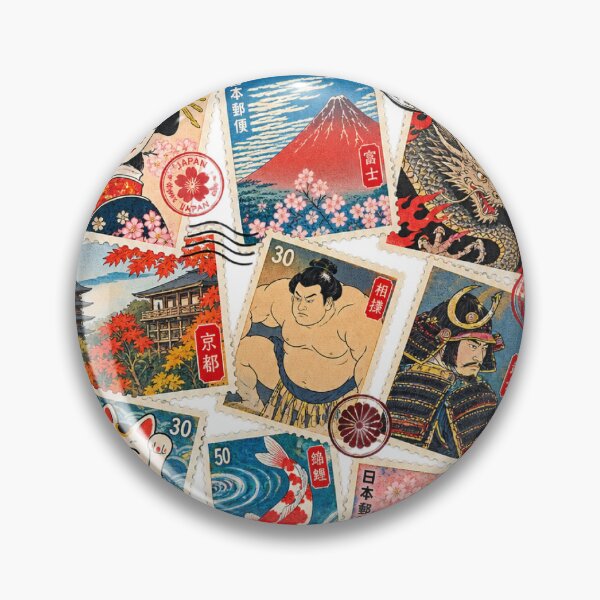 Item preview, Ukiyo-e Postage Stamp Collage – Vintage Japan designed and sold by アミヤジャ.