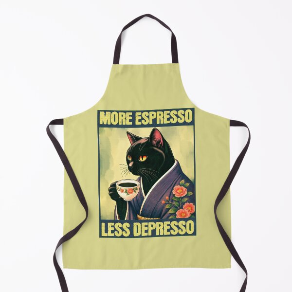 Item preview, More Espresso Less Depresso Meme - Funny Coffee Cat Vintage Poster designed and sold by InkyGenies.