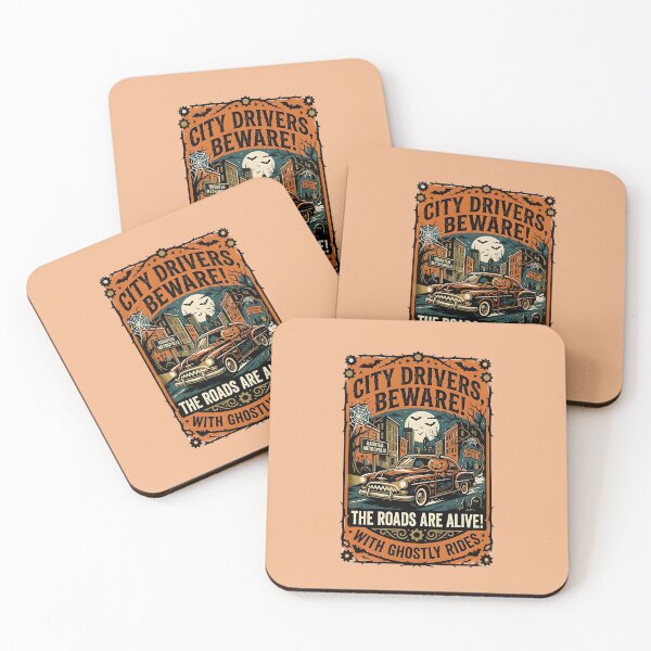 Item preview, City drivers, beware! the roads are alive with ghostly rides - Halloween for city & taxi drivers designed and sold by ParadoxParadox.