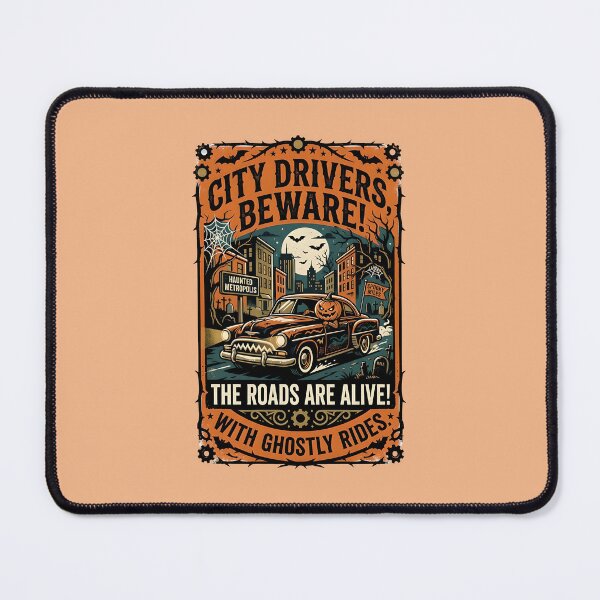 Item preview, City drivers, beware! the roads are alive with ghostly rides - Halloween for city & taxi drivers designed and sold by ParadoxParadox.