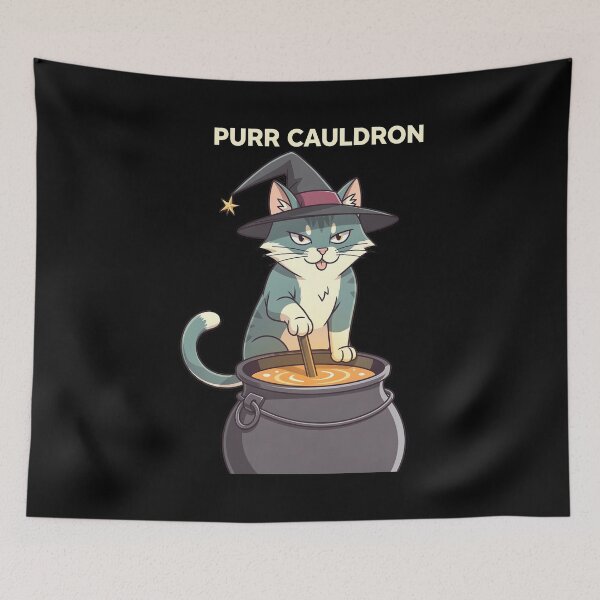 Item preview, HALLOWEEN Purr Cauldron Witch Cat - Funny Halloween Cat Lover Witchy Tee designed and sold by Uglyandcute.