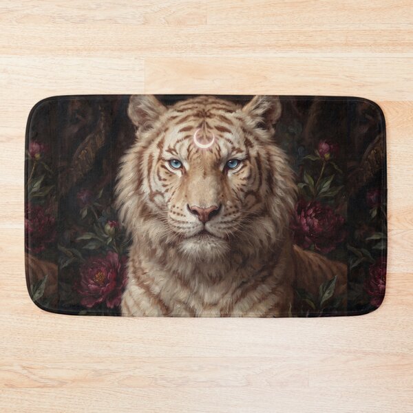 Item preview, Oil painting of a tiger and dark peonies designed and sold by Real Beast Art.