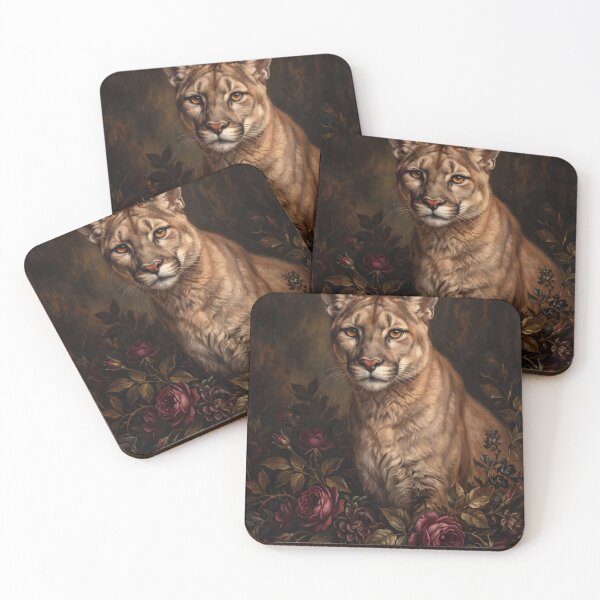Item preview, Royal Wild Cougar Dark Rose Portrait designed and sold by Real Beast Art.