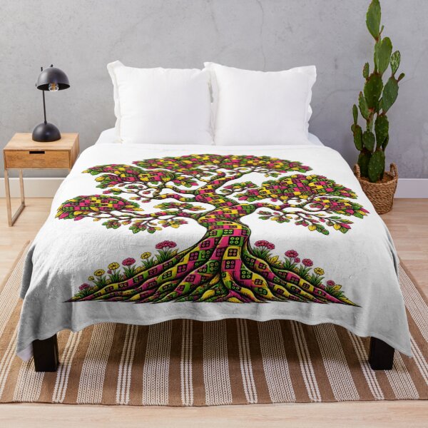 Item preview, Colorful Patchwork Tree of Life – Vibrant Boho Nature Art designed and sold by Awarrie.