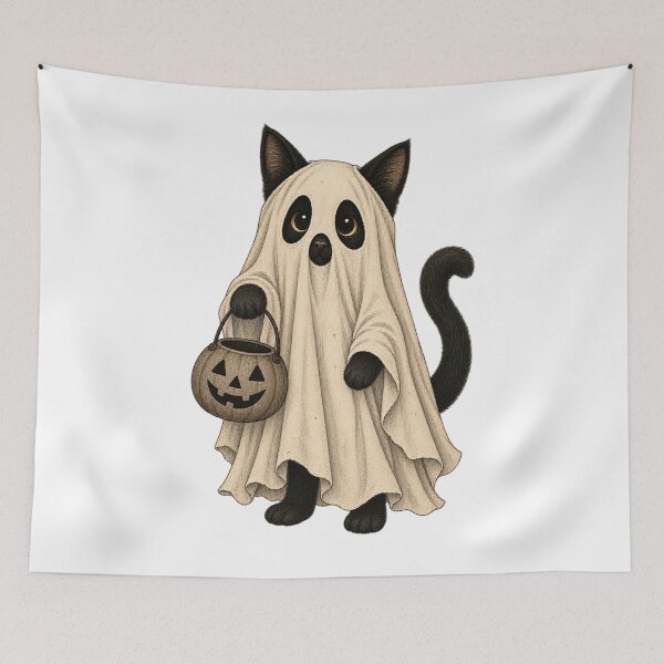 Item preview, funny halloween cat designed and sold by Starry Night Creative Art.