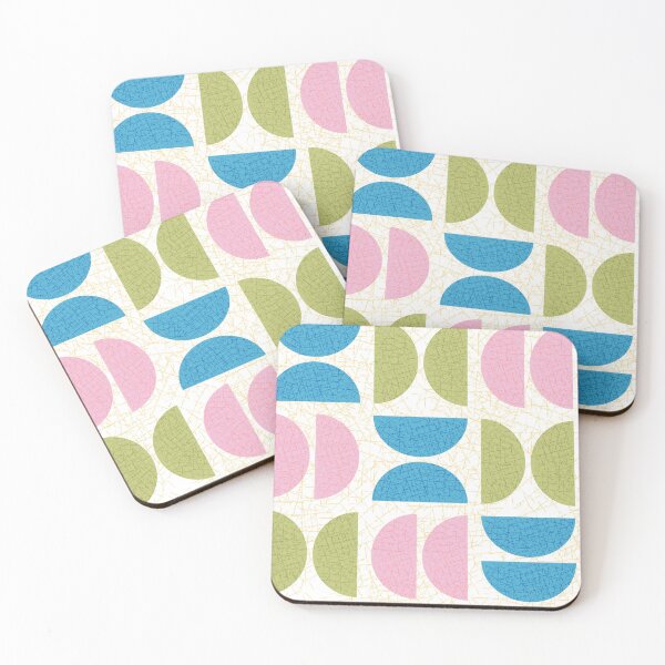 Item preview, Mod Semicircle Shapes in White Pink Green and Blue Textured designed and sold by YesterdayColl.