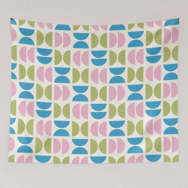 Item preview, Mod Semicircle Shapes in White Pink Green and Blue Textured designed and sold by YesterdayColl.