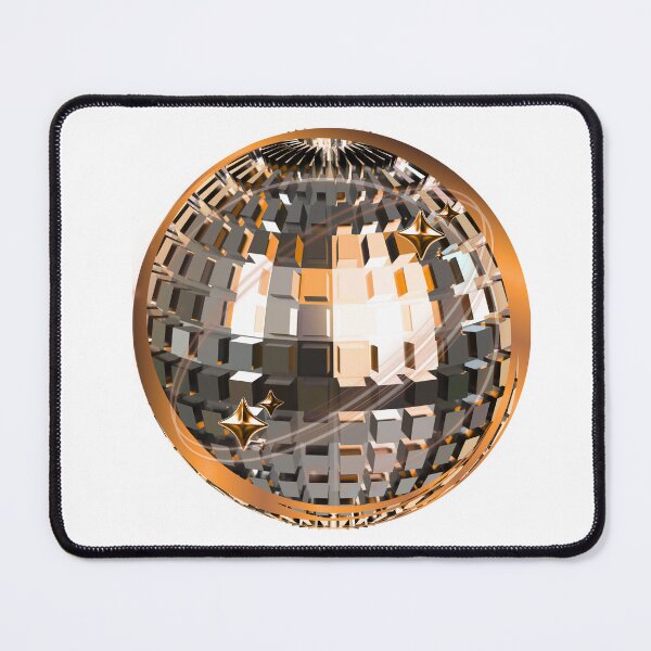 Item preview, Y2K Futuristic Chrome Disco Ball with Golden Stars designed and sold by MinimalAurashop.