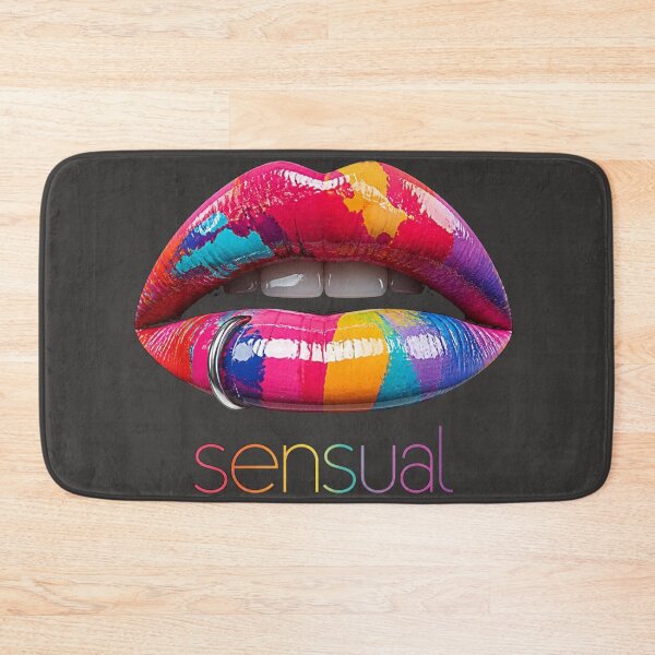 Item preview, Sensual Colorful Pop Art Lips with Piercing designed and sold by MargaretPolanco.