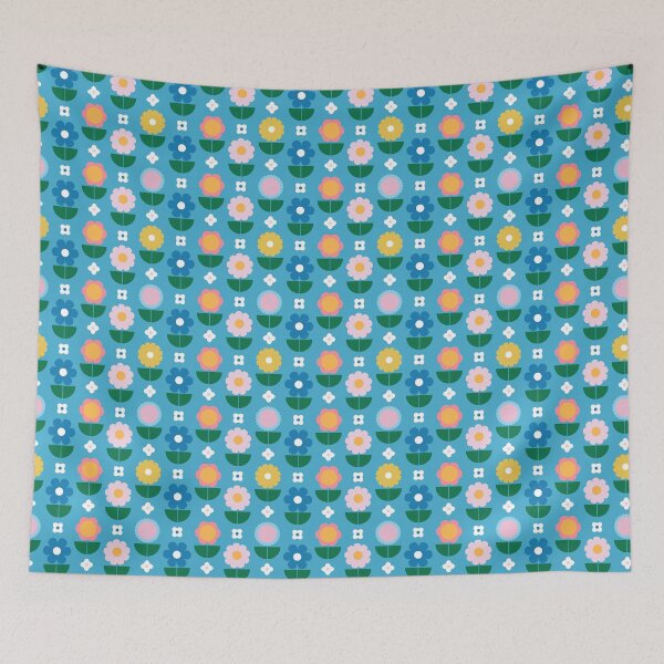 Item preview, Mod Scandi Flower Field in Blue designed and sold by YesterdayColl.