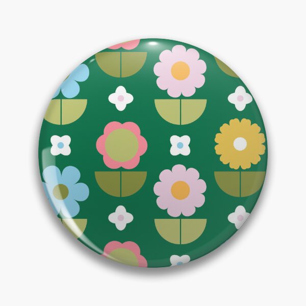 Item preview, Mod Scandi Flower Field in Grass Green designed and sold by YesterdayColl.