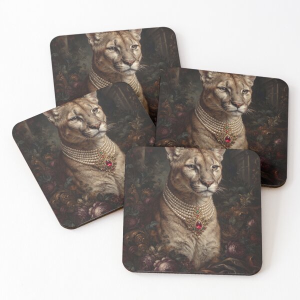 Item preview, Royal Cougar Mountain Lion Pearl Necklace designed and sold by Real Beast Art.