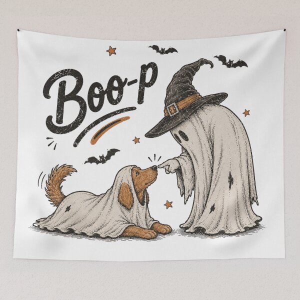 Item preview, Boo Pals Vintage Halloween Ghost and Dog designed and sold by SoftStyleStudio ⭐⭐⭐.