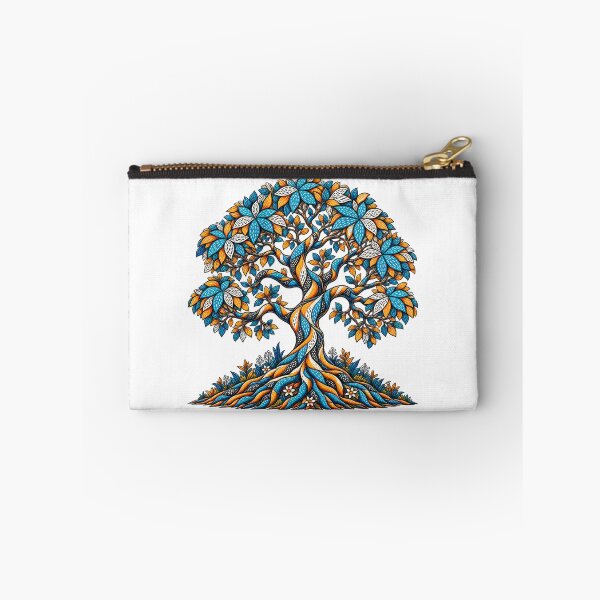 Item preview, Blue & Orange Tree of Life – Vintage Floral Folk Art designed and sold by Awarrie.