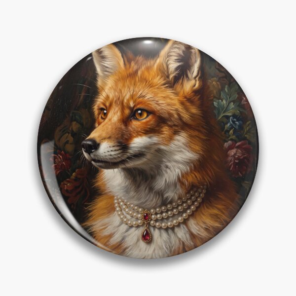 Item preview, Noble red fox with ruby teardrop necklace designed and sold by Real Beast Art.