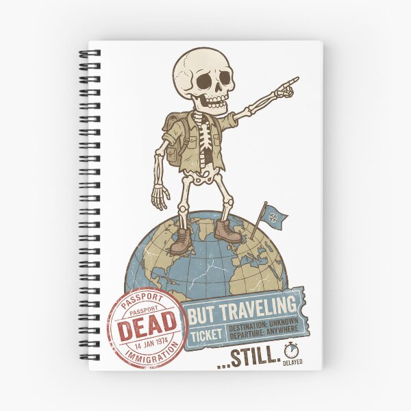 Item preview, Cute Skeleton Backpacker Globe Dead But Traveling Still Passport Ticket Retro Graphic designed and sold by MisteryDesigner.