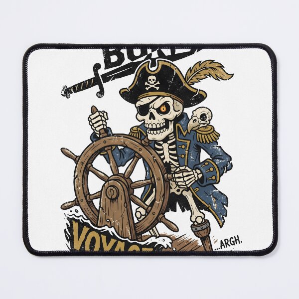 Item preview, Cute Skeleton Pirate Captain Ships Wheel Peg Leg Bone Voyage Retro Graphic designed and sold by MisteryDesigner.