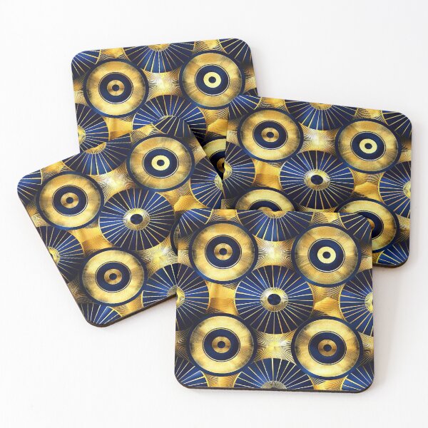Item preview, Art Deco-Inspired Blue Teal And Golden Pattern designed and sold by DEC02.