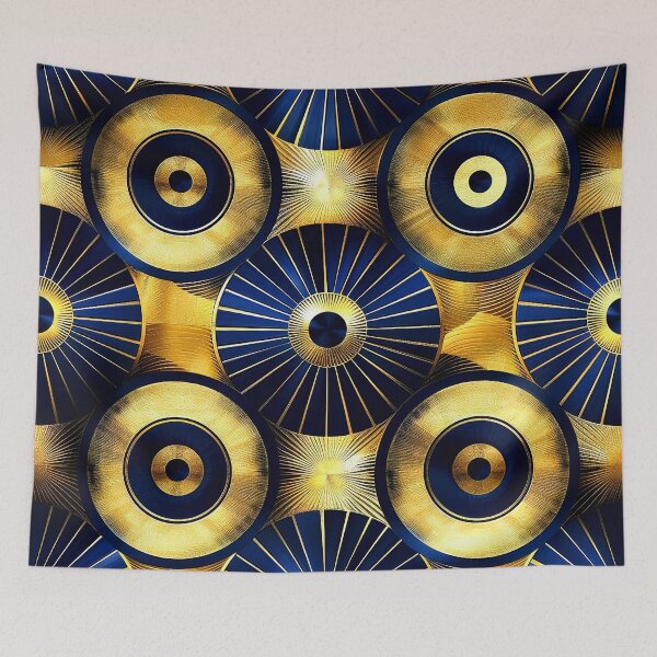 Item preview, Art Deco-Inspired Blue Teal And Golden Pattern designed and sold by DEC02.