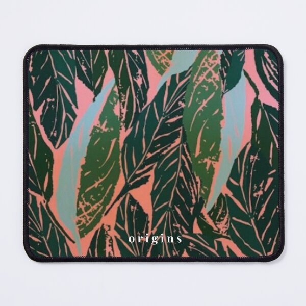 Item preview, Tropical Forest Leaves - Linocut Pink & Emerald Green Botanical Pattern designed and sold by ORIGINS LINES.