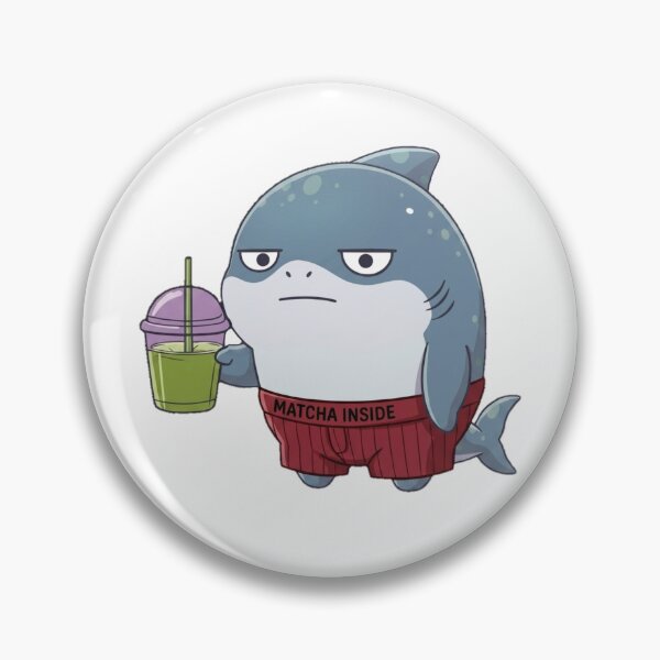 Item preview, Funny Shark Drinking Matcha designed and sold by Nature's Chibis.