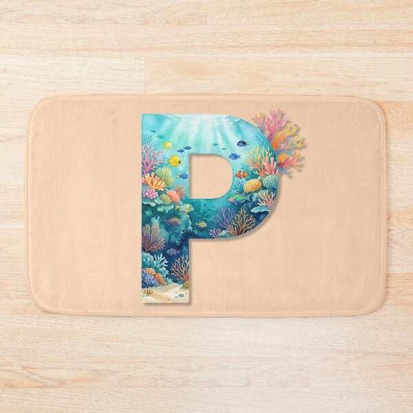 Item preview, Coastal Initial P Underwater Ocean Monogram Marine Life Personalized Design designed and sold by Sea Gem.