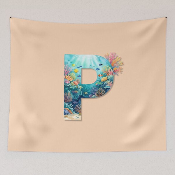 Item preview, Coastal Initial P Underwater Ocean Monogram Marine Life Personalized Design designed and sold by Sea Gem.