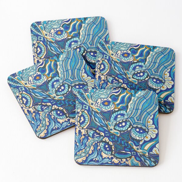 Item preview, Peaceful Shades of Blue Abstract Drawing designed and sold by artbyalette.